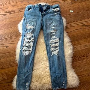 Straight light wash ripped jeans high rise